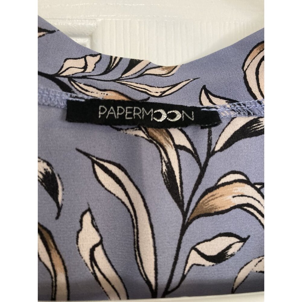Papermoon Womens Sleeveless Floral Print Blouse Ruffle Trim High-Low Hemline - Picture 3 of 5